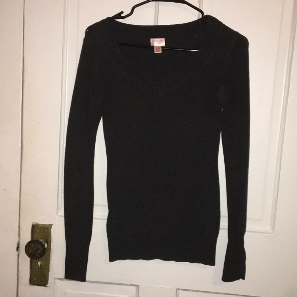 Dark Gray V Neck Pullover Sweater XS